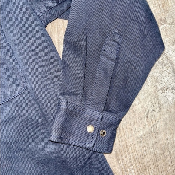 J. Galt navy blue heavy denim shirt jacket collar - Picture 4 of 4